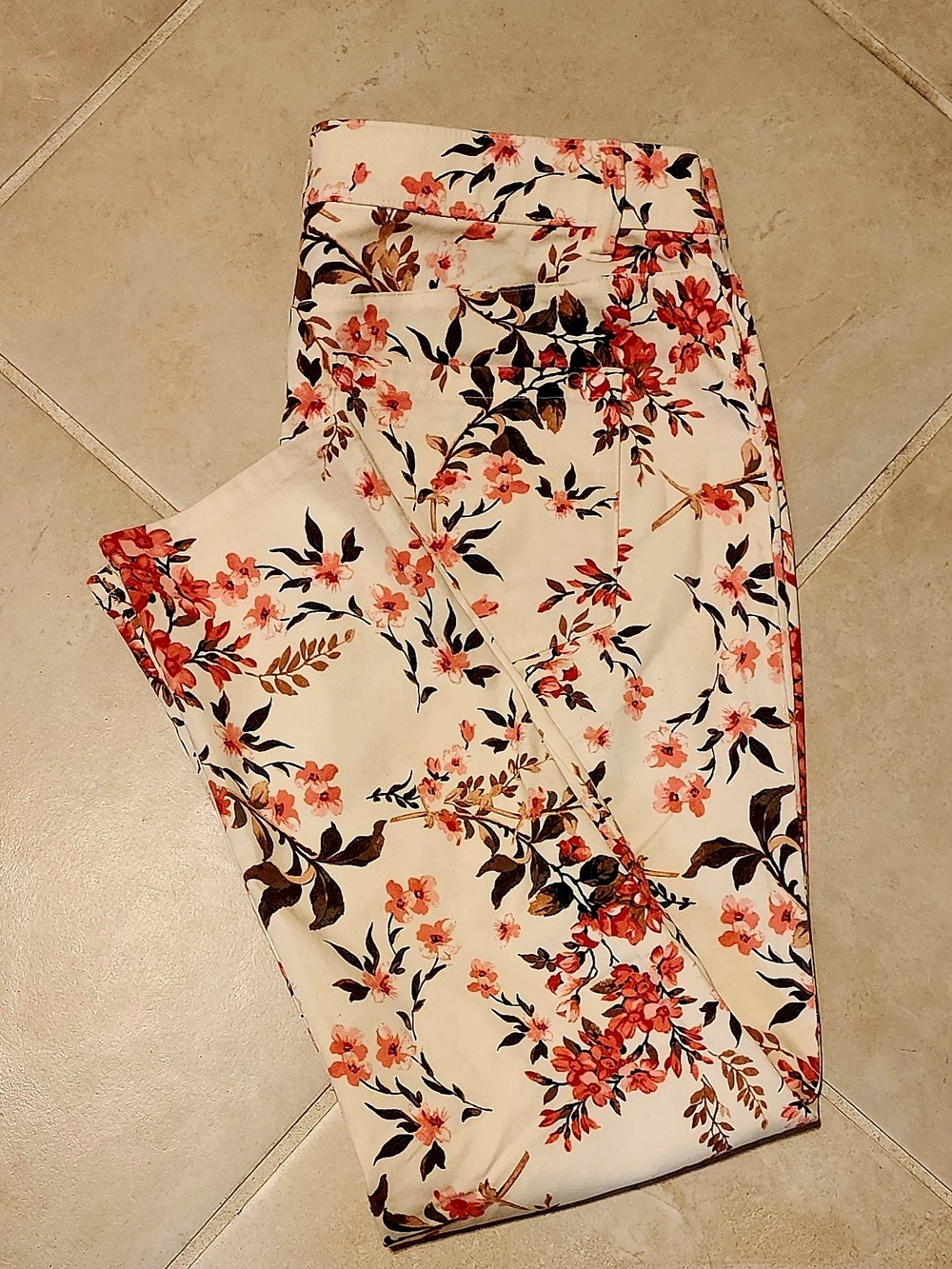 Calvin Klein Slim Soft Jeans with Coral Floral Print